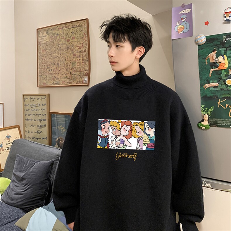 8XL高领毛衣男大码胖子堆堆领打底羊毛衫GM45396-P45加绒款-P65,男装T恤,电商A040