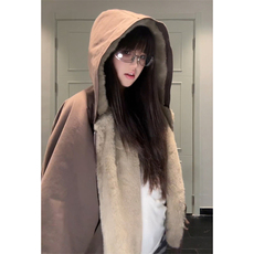 XZ1005-1-HXD888-P110-仿兔毛棉布座山雕外套，女装短外套，星座1005-1