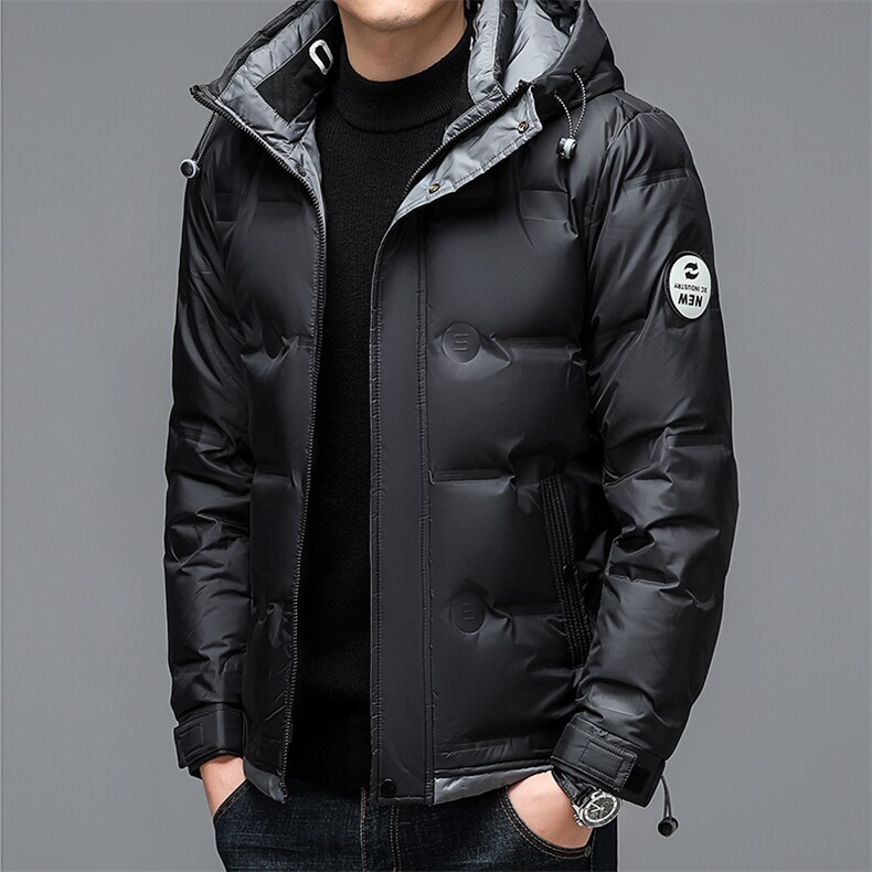 冬季新款连帽男士加厚保暖羽绒服中年宽松免烫上衣商务休闲外套,男装羽绒服,电商B212（原钱塘6029）