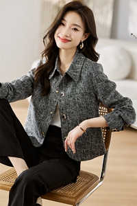 时尚气质小香风外套女春秋2026新款小个子修身显瘦减龄翻领短上衣图片