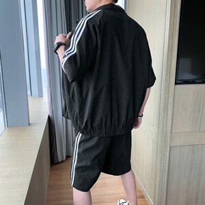 男士短袖防晒衣套装2021夏季新款韩版两件套潮牌五分裤DS787T图片