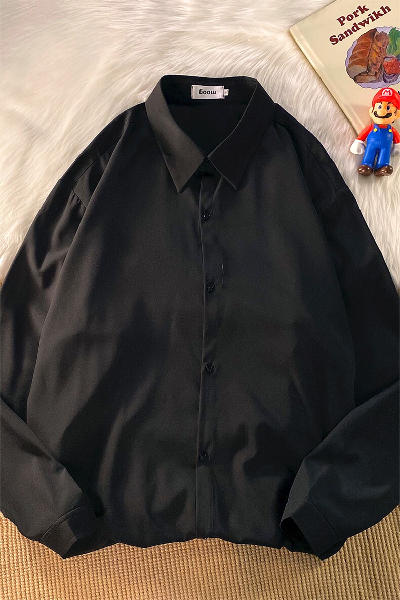 EY40春季抗皱港风宽松百搭男女长袖纯色光板衬衫衬衣上衣平铺P30,男装衬衫,电商C306-1