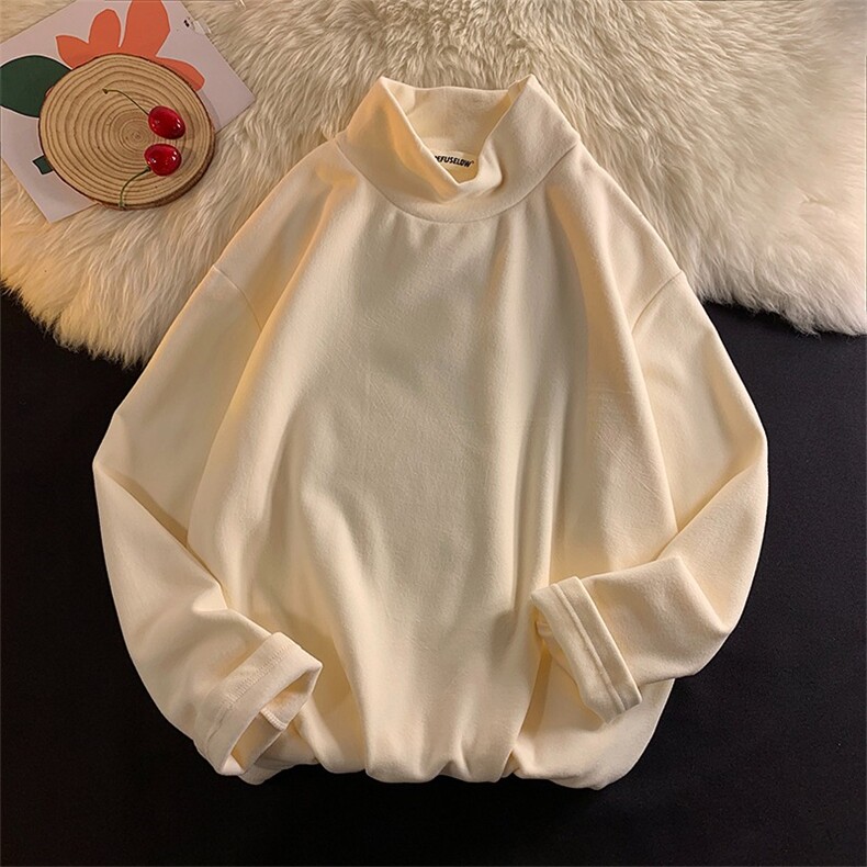 W10974-P23特批网图现货德绒半高领长袖T恤秋冬纯色百搭打底衫,男装T恤,星座1608