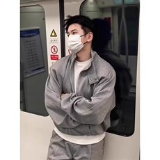 W10297-P125网图现货长袖运动套装搭配立领开衫卫衣外套长裤，男装休闲套装，星座1608