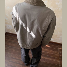 JK745-尺码M-3XL-P80-复古水洗珠地棉夹克外套做旧boxy翻领上衣，男装夹克，星座1811B