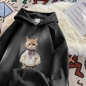 2025秋季新款日系猫咪印花麂皮绒宽松连帽卫衣wljp4048-特p45控79