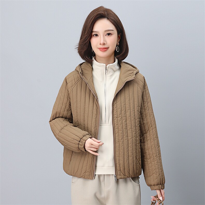 时尚显瘦竖条纹棉服宽松百搭保暖外套,女装棉衣/棉服,叶笙衣