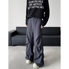 8XL-M立体褶皱设计西裤小众高街阔腿休闲裤特大码男裤K994P68控88，男装休闲裤，电商D206-1