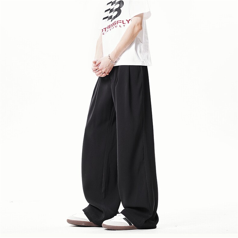 美式高级感褶皱西裤男cleanfit宽松冰丝阔腿垂感休闲裤XK463-P45,男装休闲裤,电商A178