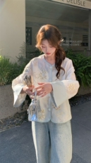 新中式提花刺绣欧根纱防晒外套女2025春夏新款高端洋气设计感开衫，女装短外套，浙宝208A