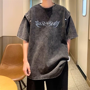 美式重磅洗水做旧可拆卸袖子设计感小众短袖t恤宽松背心无袖男女图片
