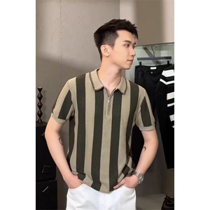 夏季新款欧洲站顶奢时尚POLO衫男士短袖半拉链上衣半袖 T3911图片
