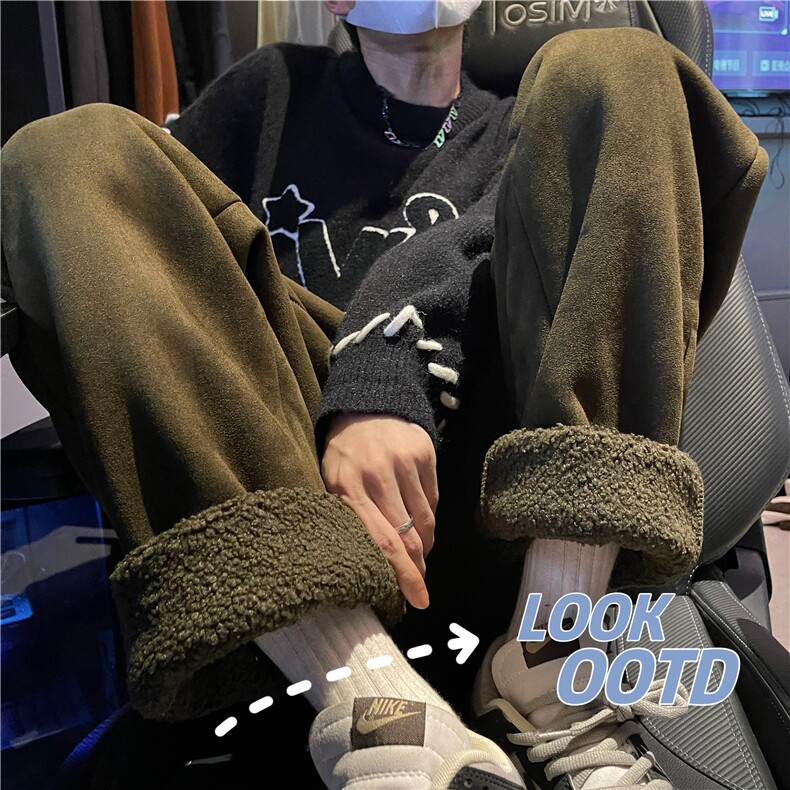 612-K938-P68(88)秋冬麂皮绒复合羊羔绒超厚实棉裤保暖3,男装棉衣,星座612