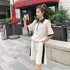 现货~新款上新！撞色设计短袖短款两件套190-82359-P120-K178，女装套装/套裙，一九零
