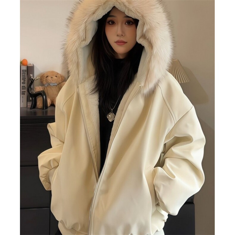 冬季韩式座山雕情侣荔枝纹pu皮大毛领加绒男女加厚棉服M807，男装皮衣，星座1116A（原606A-3）