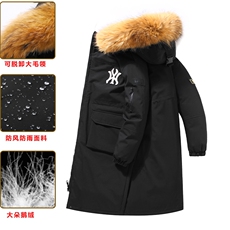 冬季情侣石墨烯长款羽绒服保暖防风连帽宽松外套大衣潮2421-P170，男装羽绒服，星座1210A