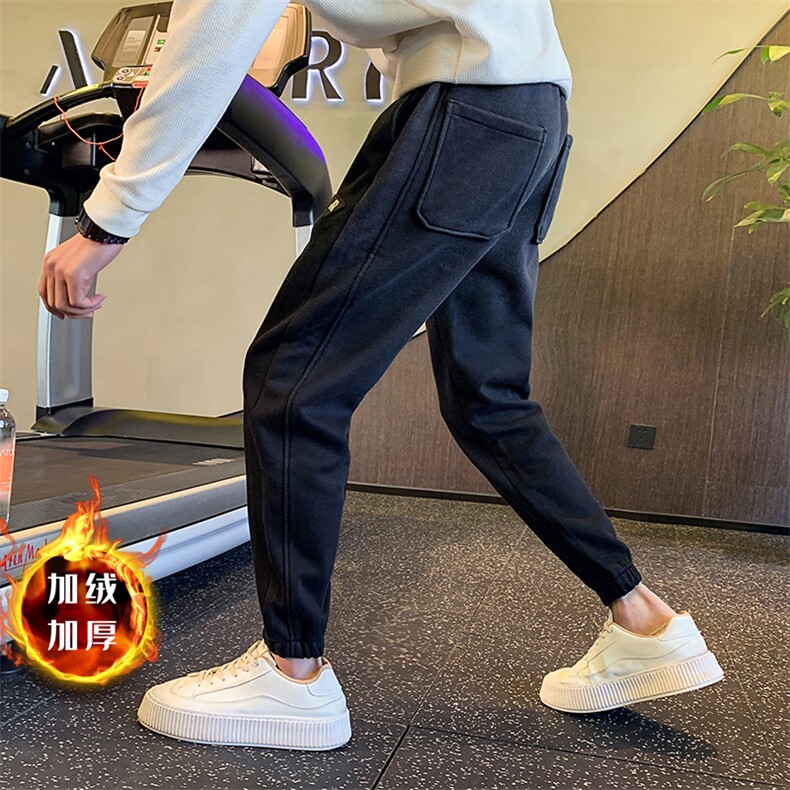 加绒加厚休闲长裤男冬季新款大码运动裤束脚卫裤潮508K95加绒P68，男装休闲裤，星座901
