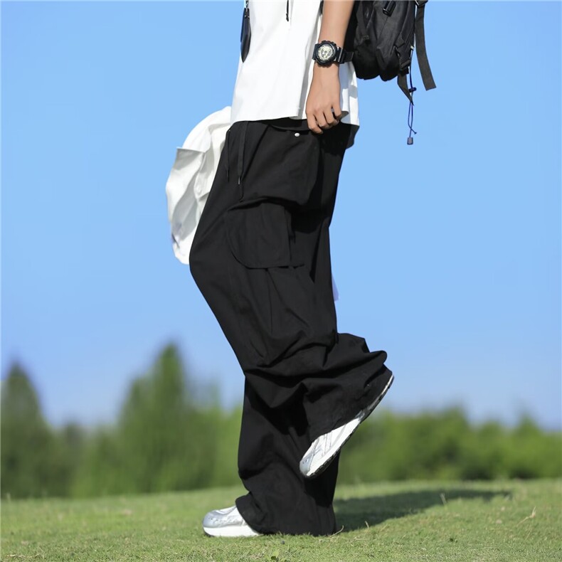 夏季日系复古大口袋工装休闲裤男士薄款宽松学院风裤子,男装休闲裤,星座410-7