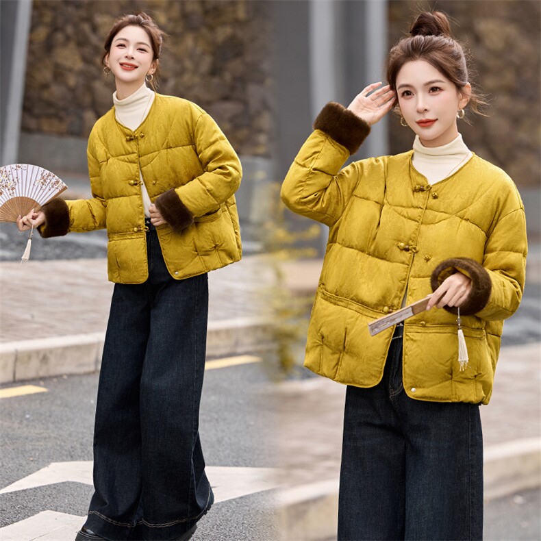 2025年冬季新款90白鸭绒新中式羽绒服外套,女装羽绒服,橙子家