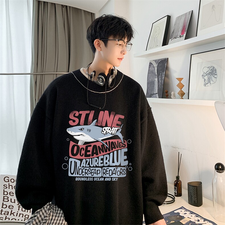 控78 假两件毛衣男大码加绒针织衫男毛线衣M80331-P55  加绒P70图片