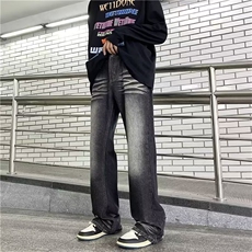 牛仔裤美式高街男春秋季高街潮牌宽松直筒长裤N777-P42，男装牛仔裤，星座208-5