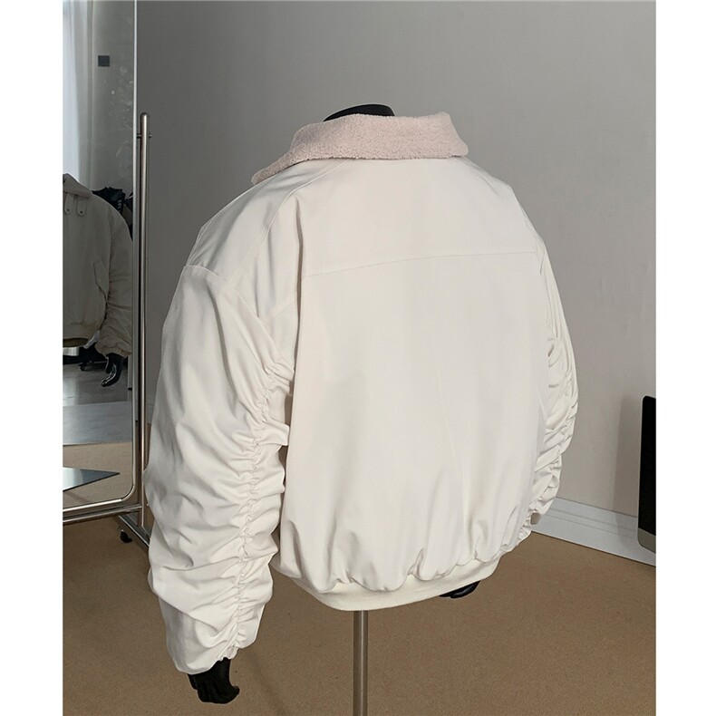 假模美式复古羊羔毛翻领棉服飞行夹克棉衣加厚外套男H1031P128,男装夹克,电商A341