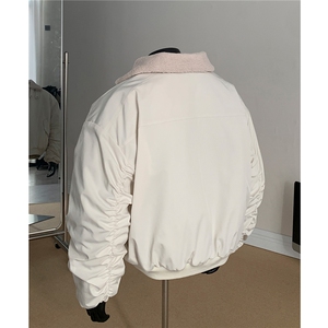 假模 美式复古羊羔毛翻领棉服飞行夹克棉衣加厚外套男 H1031 P128图片