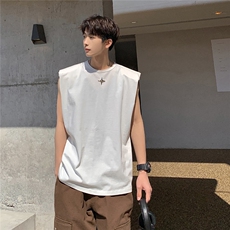 1美式港风垫肩四角星设计背心大码M-5XL休闲背心男BX8764P25控39，男装背心/马甲，星座226-2
