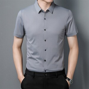 男士夏季短袖衬衫2023新款休闲商务衬衣男士上衣男装ZL1262-P60图片