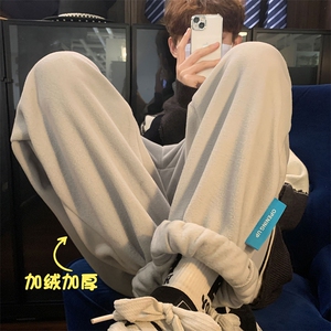 XZ616冬季新款加绒加厚摇粒绒贴标休闲裤TY440P65控78,九分裤搭配长袜女生图片