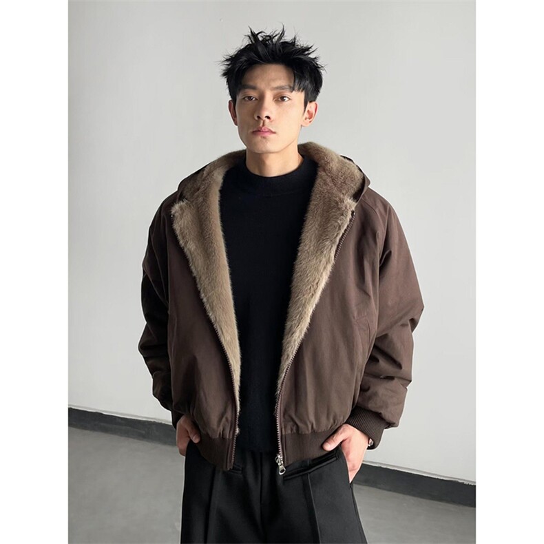 两面穿现货重磅短款座山雕棉衣男女双面穿毛毛绒棉服加厚外套，男装棉衣，电商A486