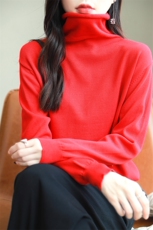 纯棉线高领毛衣女纯色宽松保暖内搭上衣全棉弹力长袖打底针织衫新，女装针织衫/毛衣，品高羊绒