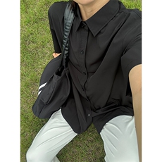 薄款冰丝短袖衬衫男简约纯色垂感休闲痞帅衬衣CS288-P20，男装T恤，星座301C-5