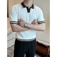 春夏POLO衫男英伦复古翻领高级感撞色修身短袖保罗衫T恤S330，男装T恤，星座1116A-2（原606A-1）