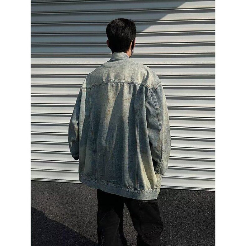 2025年春秋做旧夹克外套秋季宽松百搭牛仔外套男款潮W6430-P80,男装夹克,星座412-2