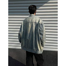 2025年春秋做旧夹克外套秋季宽松百搭牛仔外套男款潮W6430-P80，男装夹克，星座412-2