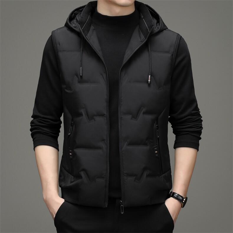 新款2023冬季商务休闲可脱卸帽羽绒服立领马甲外套男ZS22102-P190,男装背心/马甲,电商B212（原钱塘6029）