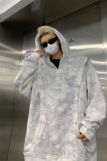 现货水洗脏脏布加绒大码连帽卫衣WY10078-特P45加绒特P50，男装卫衣，电商A059
