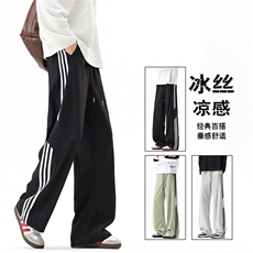 GENIOLAMODE美式运动三条杠休闲裤男士春秋款青少年宽松直筒百搭，男装休闲裤，电商A247