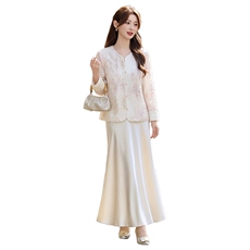 主推现货重工艺新款新中式春夏提花刺绣设计感时尚气质减龄两件套，女装套装/套裙，韩美纤衣