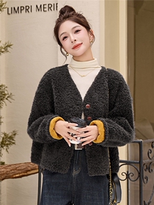 2025冬装新款简约时尚皮毛一体外套图片