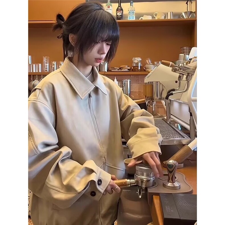 美式麂皮绒立领飞行员夹克男女新款情侣外套513AJK2571P68图片