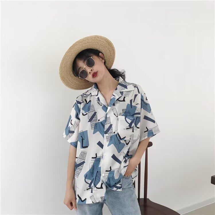 DA831-P38春夏度假夏威夷花衬衫男女设计感短袖衬衣-网图现货,男装衬衫,星座603-2