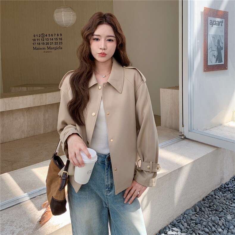 卡其色短款风衣2C081-8305P155K228,女装风衣,2C081