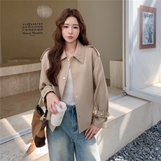 卡其色短款风衣2C081-8305P155K228，女装风衣，2C081
