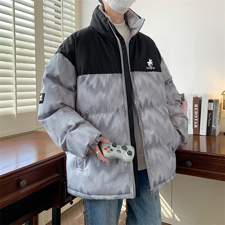 秋冬2024新款立领加厚拼接印花棉衣外套 A436-5902-P98控价138图片