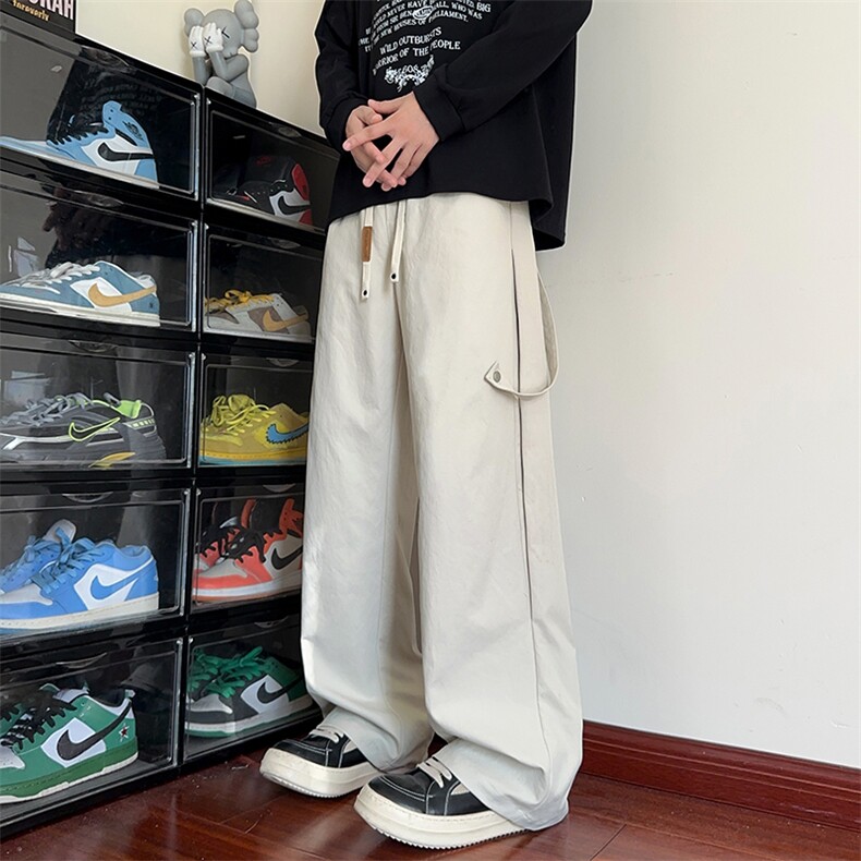 秋季美式纯色抽绳松紧腰男宽松工装直筒休闲裤K5947-特P35控68，男装休闲裤，电商A001-1