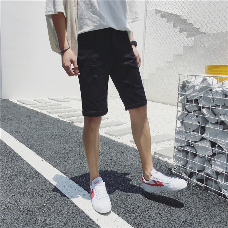 K168-P352024夏季风潮流牛仔裤休闲破洞五分裤,男装牛仔裤,星座103A