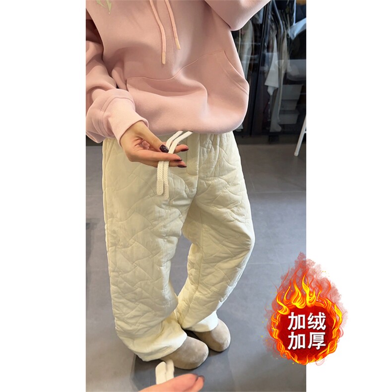 加绒保暖棉裤女宽松棉裤慵懒风菱格设计直筒裤男D7026-TP5578,男装休闲裤,电商A102