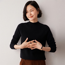 秋冬新款洋气时尚百搭显瘦女款半高领35%山羊绒衫，女装羊绒衫，艾巧羊绒